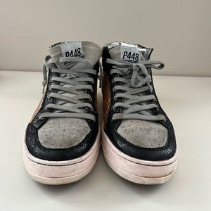 P448 Silver + Rose Gold High-Top Sneakers (Size 40)